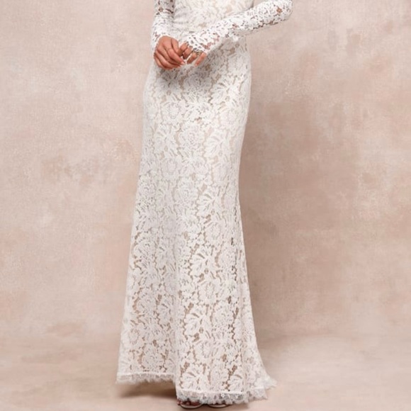 Lulu's Romance Dreamer White Lace Off-the-Shoulder Maxi Dress - Picture 2 of 10